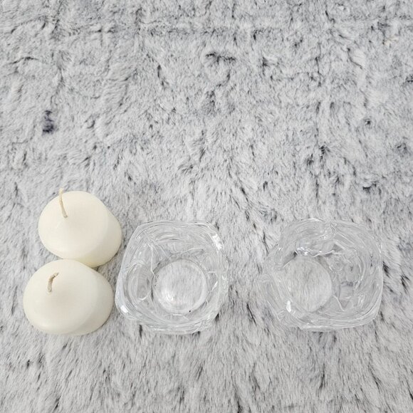 Lead Crystal Cottage Votive Candle Holders Set of 2 Tea Lights 3" - Picture 4 of 6